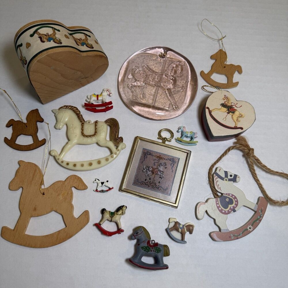 Lot Of 15 Rocking Horse Carousel Horses Trinkets Miniatures Ornaments